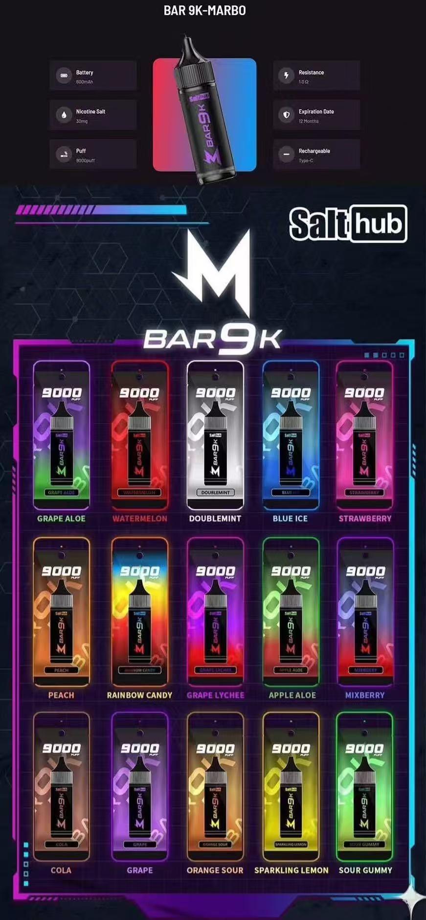 Marbo Bar 9000 馬博 15 種熱銷口味現貨清單 Marbo Bar 9000 馬博 15 種熱銷口味現貨清單